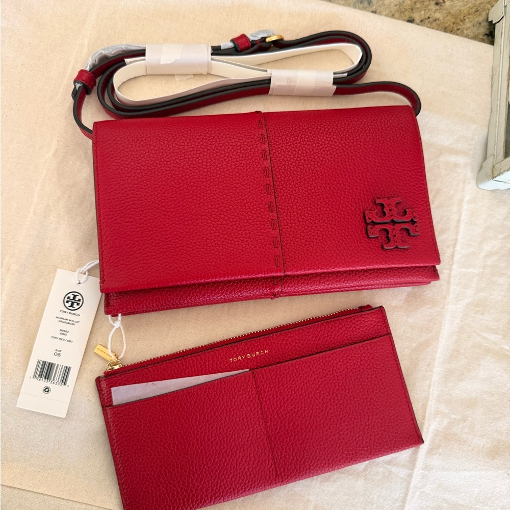 375+tory burch McGraw Wallet Crossbody  Red Color - Picture 9 of 12